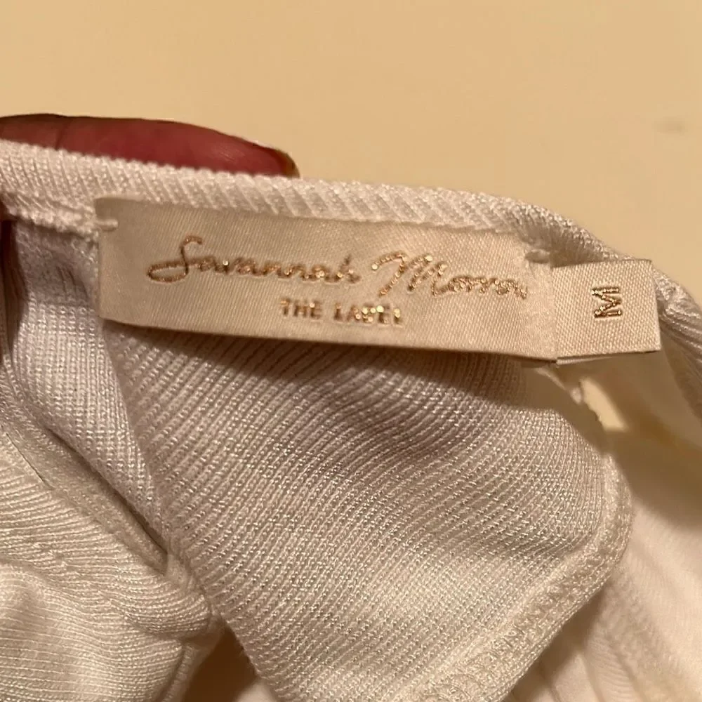 Savannah Morrow Rosalia Womens Medium Midi Dress Ivory Cutout Beachy Cruise NWOT